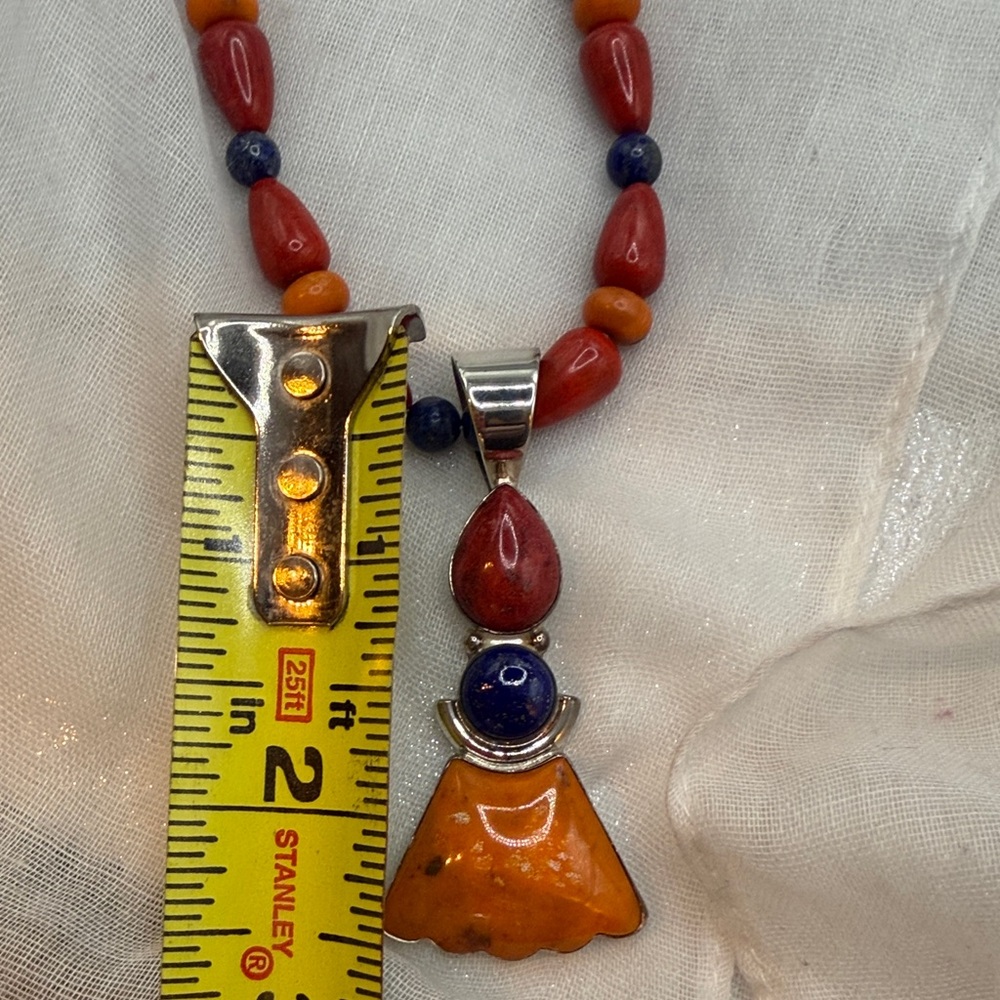 Jay King lapis Lazuli, Red Jasper, Carnelian, Sterling Silver Necklace. - Picture 7 of 8